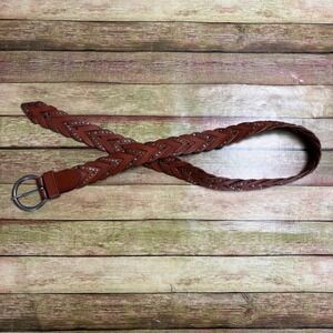 western goth cowboycore Old Trend Barracuda Studded Braided Leather Belt 36 boho